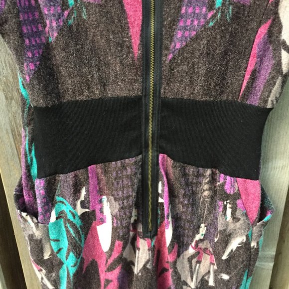 Purple & grey 'stylish ladies' mini dress tunic w/pockets - size S/M - Picture 6 of 7